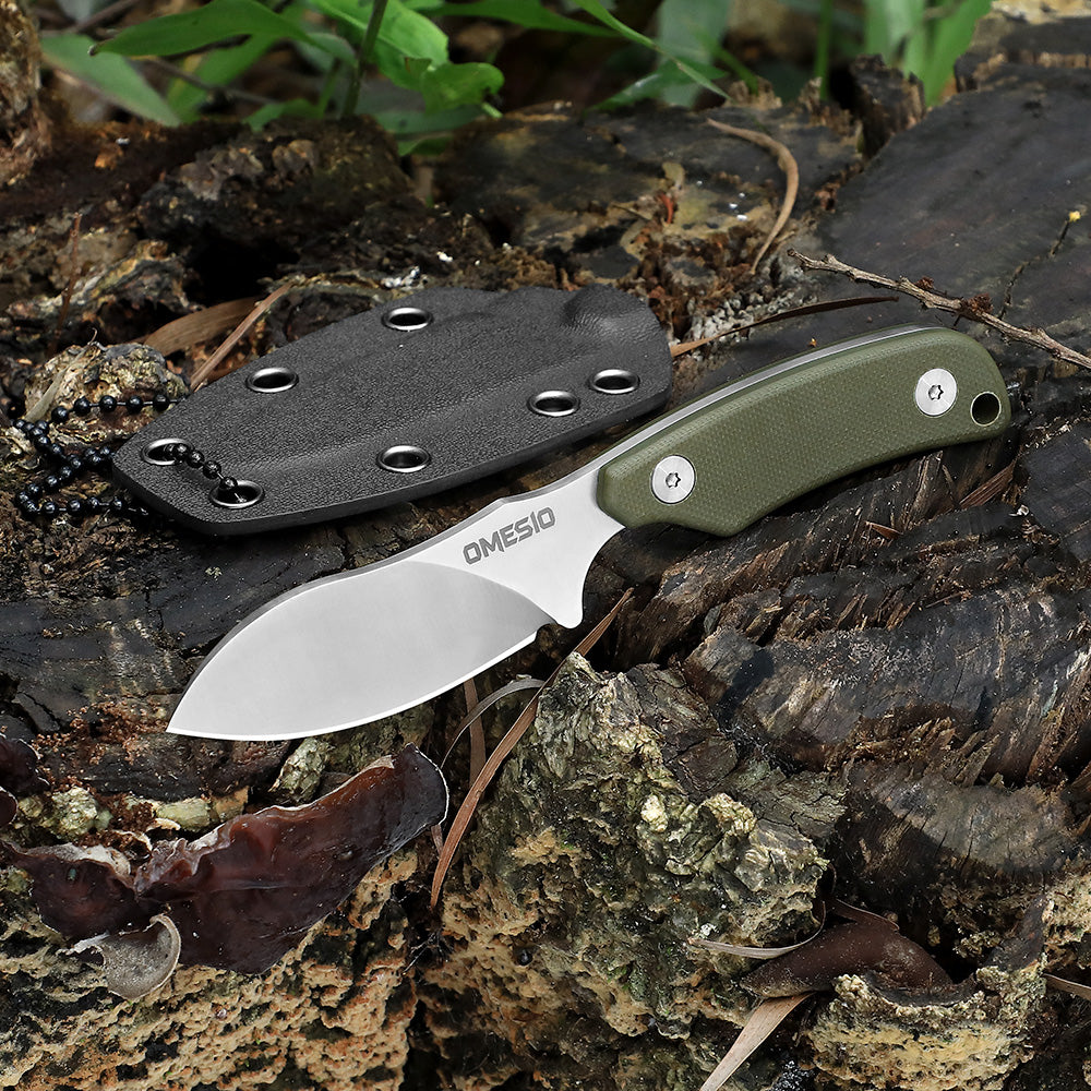 Omesio Nessmuk EDC Neck Knife | D2 Steel Full Tang Fixed Blade with Kydex Sheath