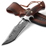 Coltello a lama fissa in acciaio Damasco Full Tang Omesio