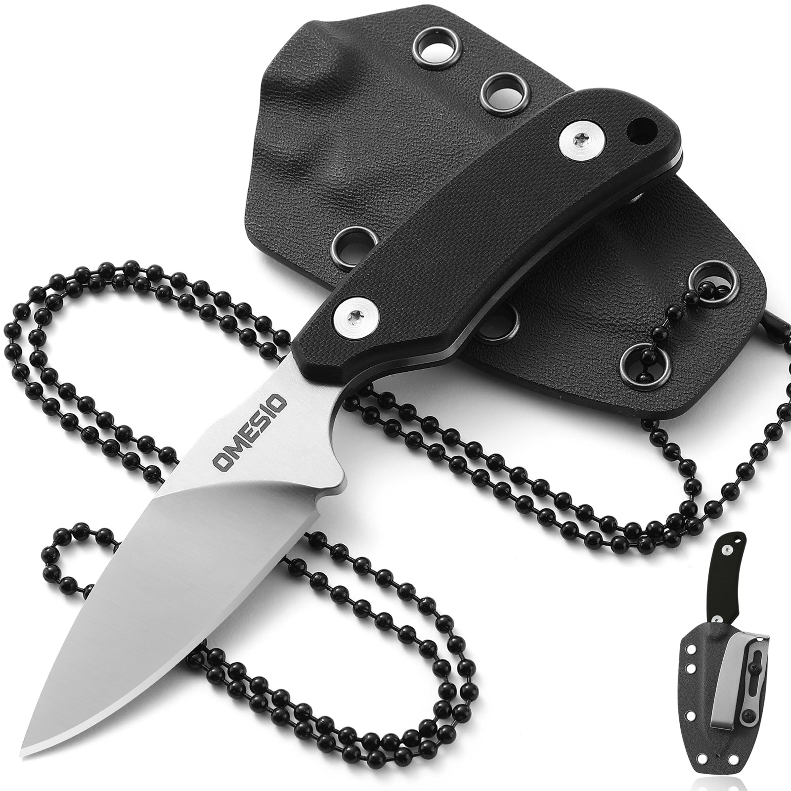 Coltello a lama fissa Omesio Compact D2 con fodero in Kydex