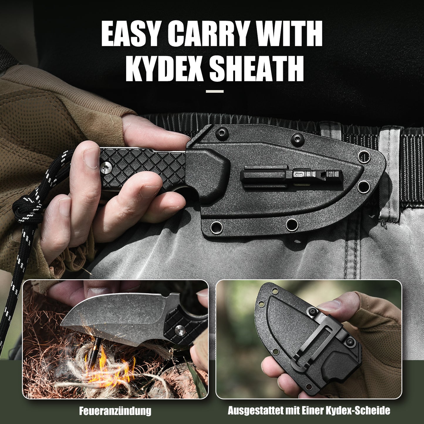 Omesio  M-ZS21 EDC Knife mit Kydex-Scheide