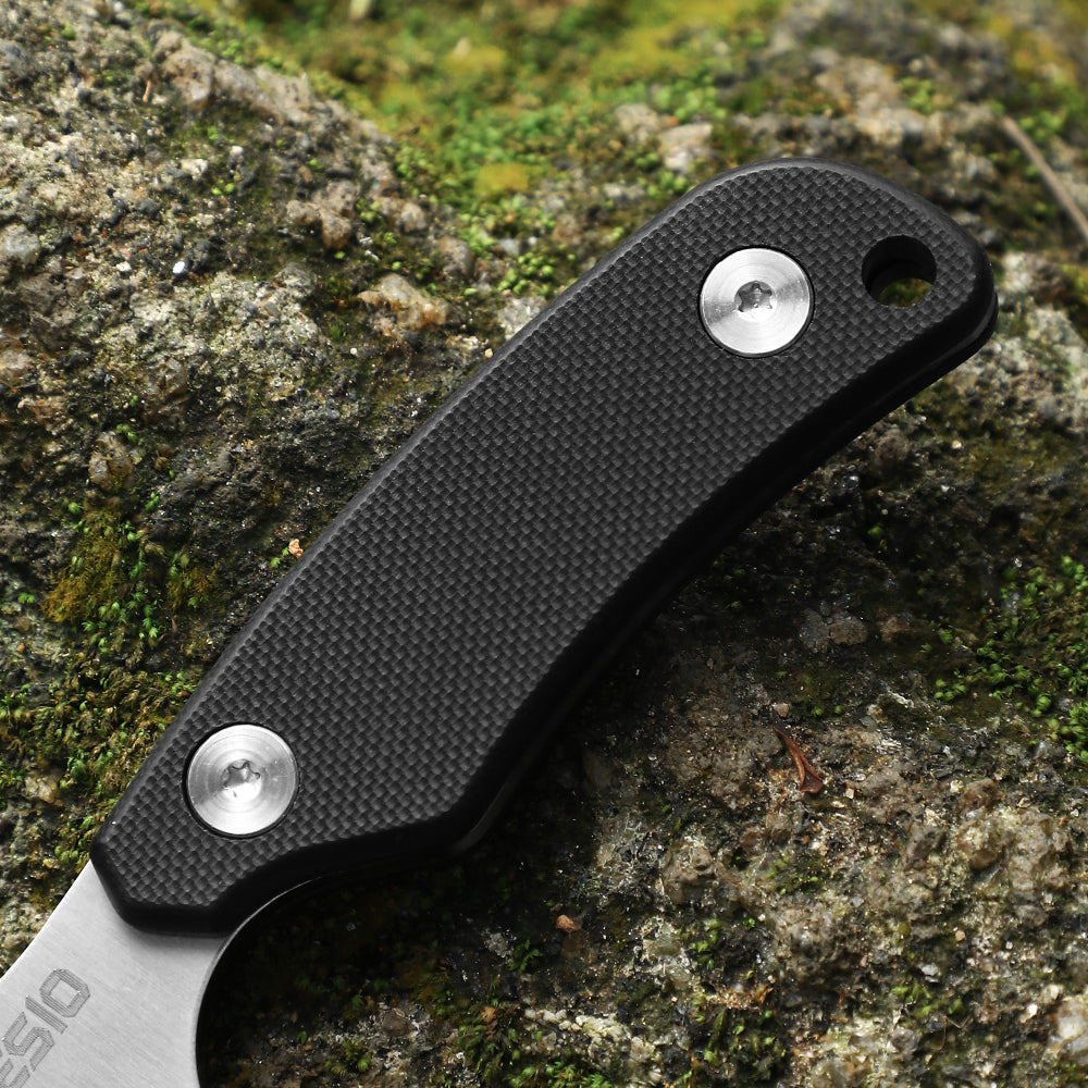 Coltello a lama fissa Omesio Compact D2 con fodero in Kydex