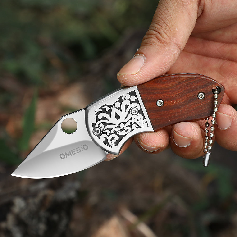 Omesio Mini Wooden Keychain Knife - Crimson Red