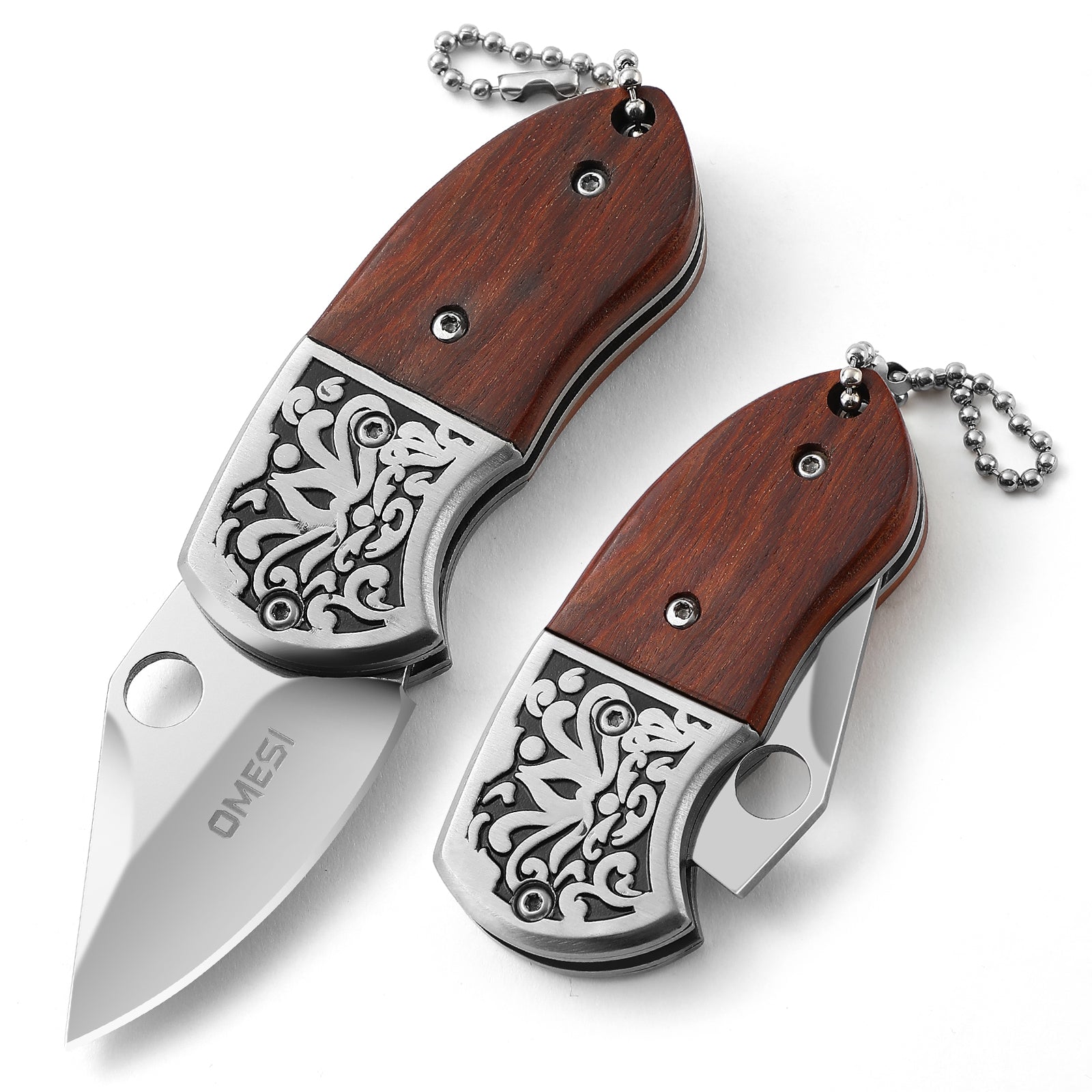 Omesio Mini Wooden Keychain Knife - Crimson Red