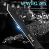 Omesio EDC Slim Tanto Knife | Liner Lock & Flipper Open