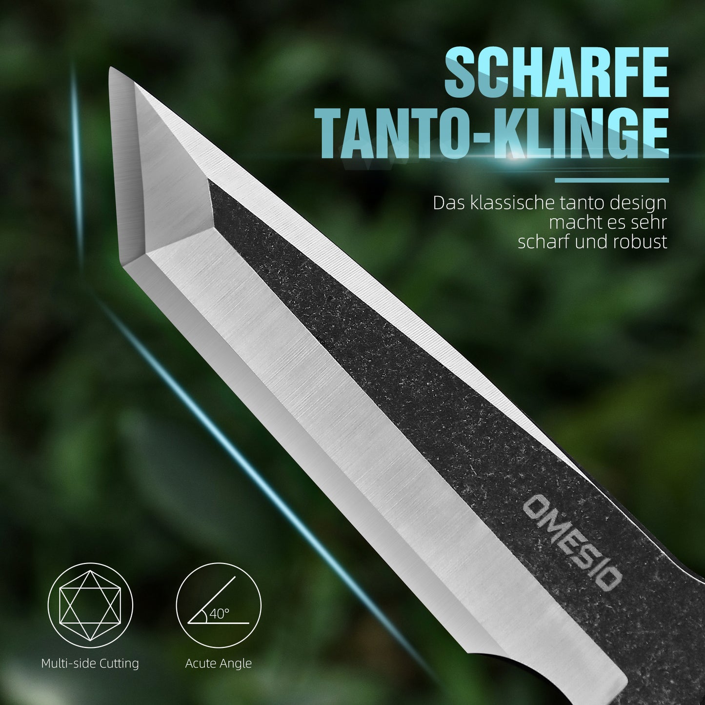 Omesio Tactical Tanto Knife | G10 Handle & Kydex Sheath