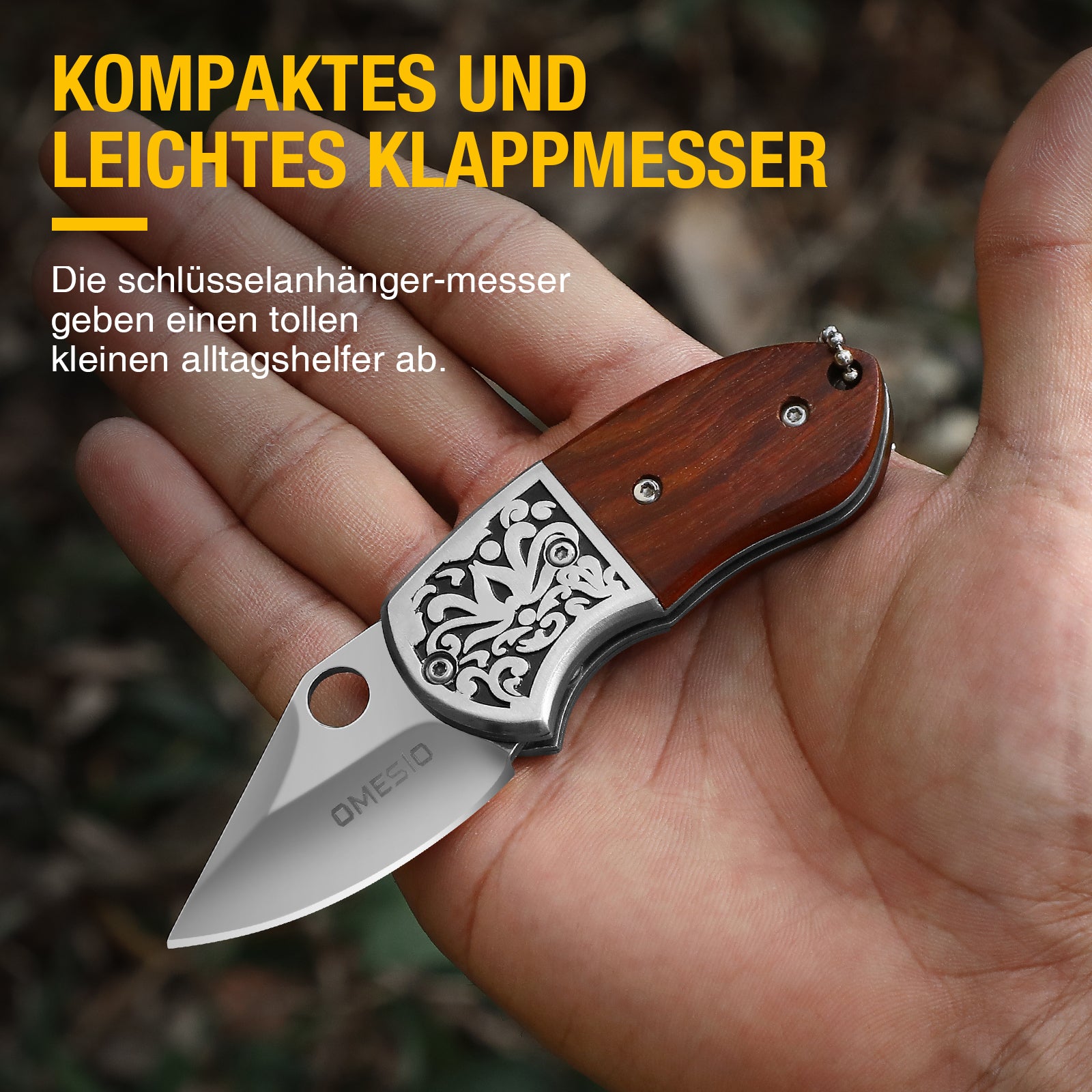 Omesio Mini Wooden Keychain Knife - Crimson Red