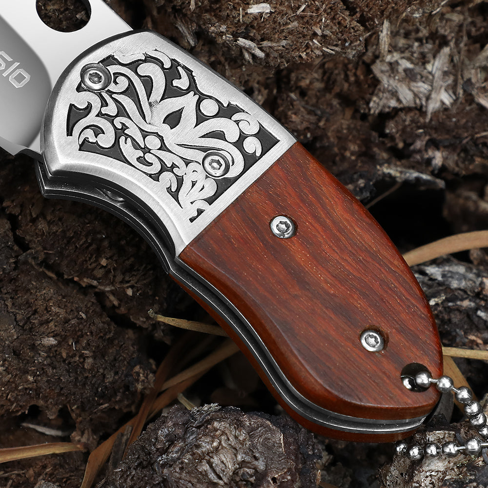 Omesio Mini Wooden Keychain Knife - Crimson Red