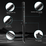 Omesio EDC Slim Tanto Knife | Liner Lock & Flipper Open