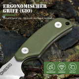 Omesio Nessmuk EDC Neck Knife | D2 Steel Full Tang Fixed Blade with Kydex Sheath