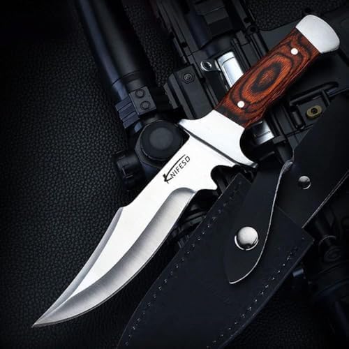 Omesio UMF L-HY Hunting Knife with Sheath Full Tang Bushcraft Knives