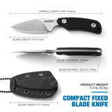 Coltello a lama fissa Omesio Compact D2 con fodero in Kydex