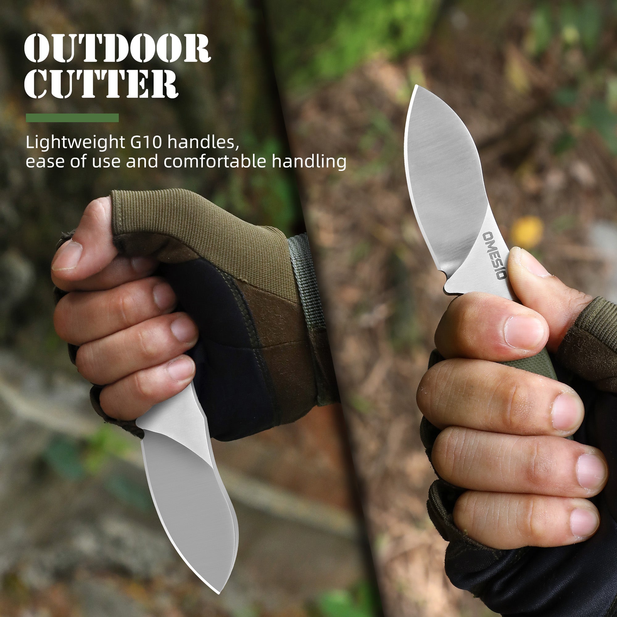 Omesio Nessmuk EDC Neck Knife | D2 Steel Full Tang Fixed Blade with Kydex Sheath