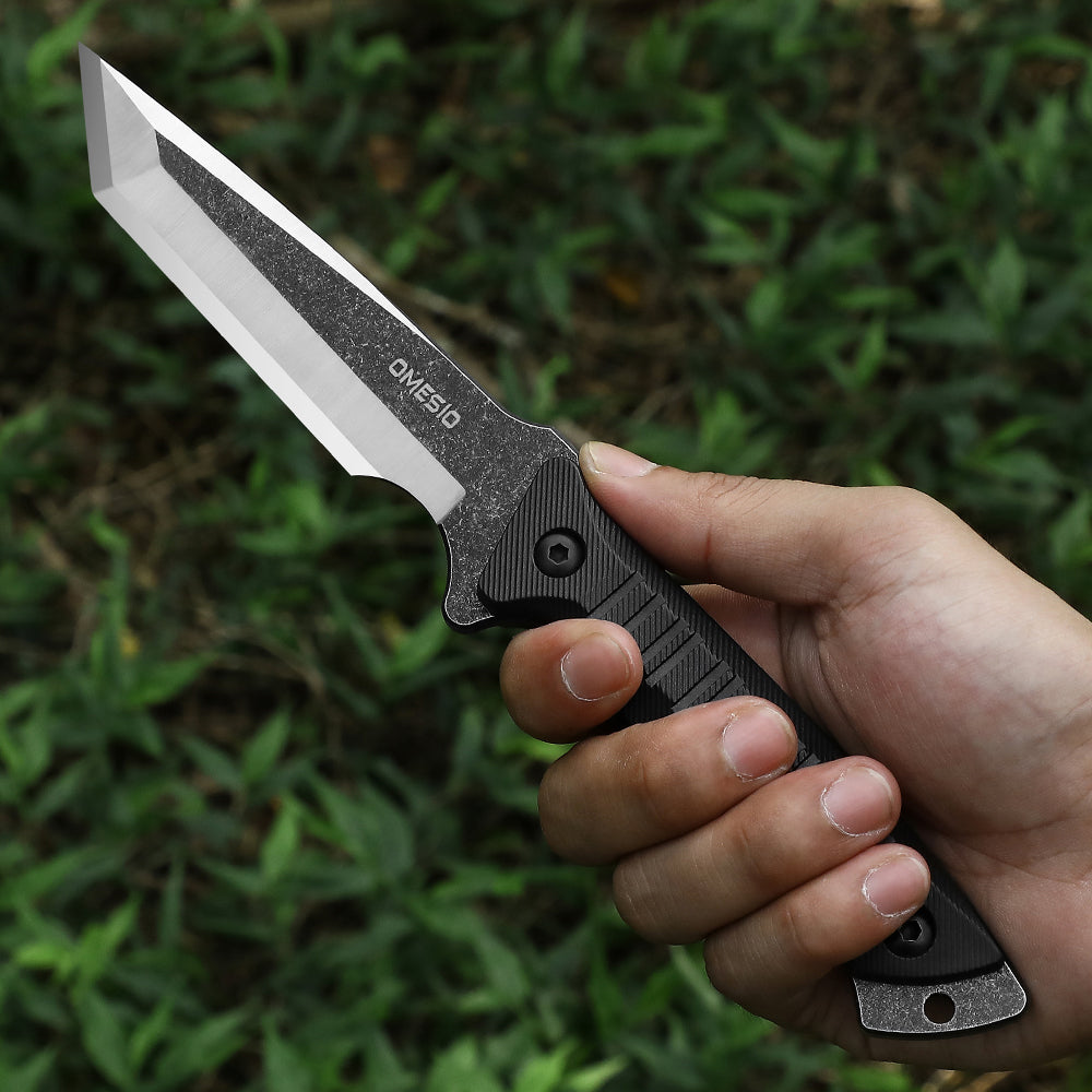 Omesio Tactical Tanto Knife | G10 Handle & Kydex Sheath