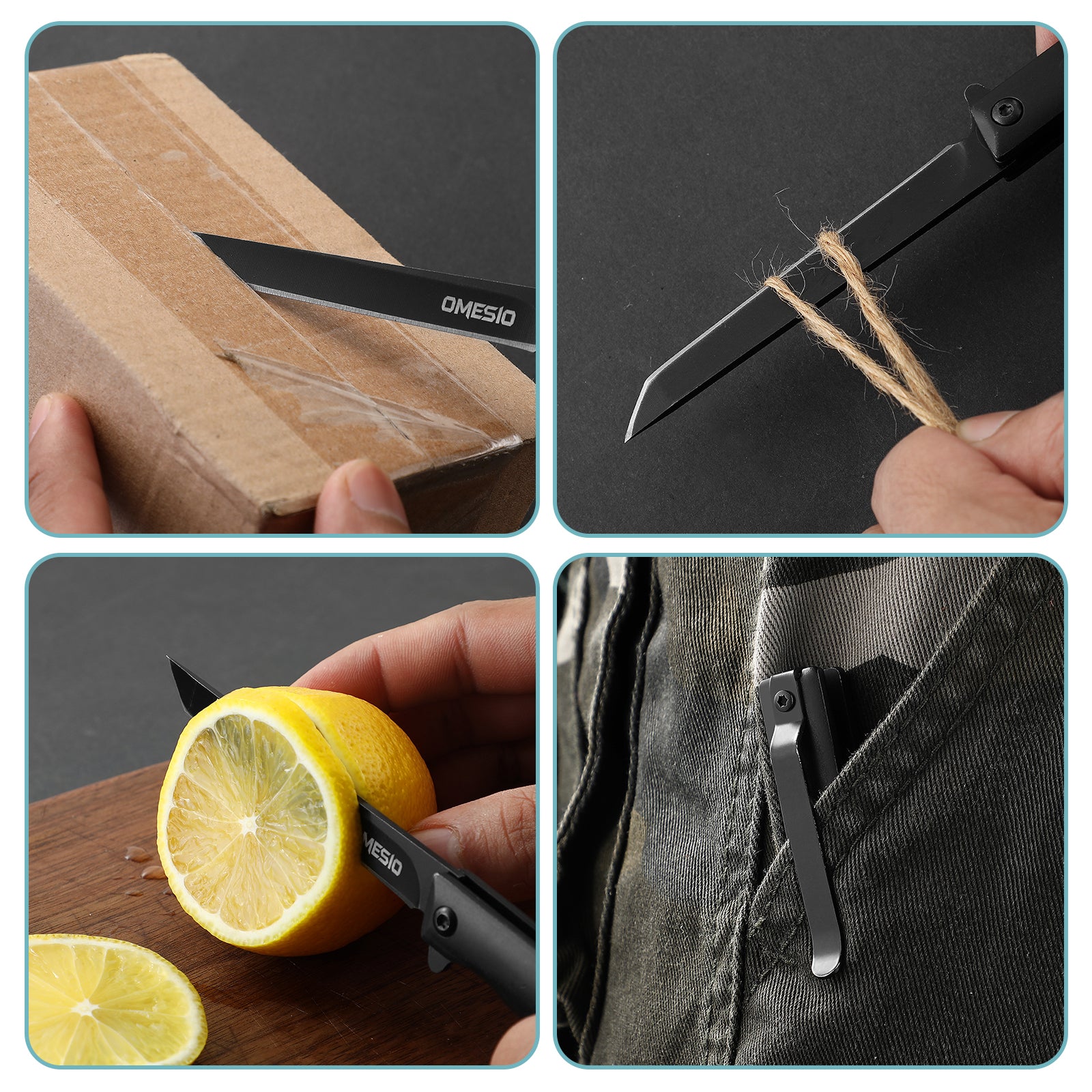 Omesio EDC Slim Tanto Knife | Liner Lock & Flipper Open