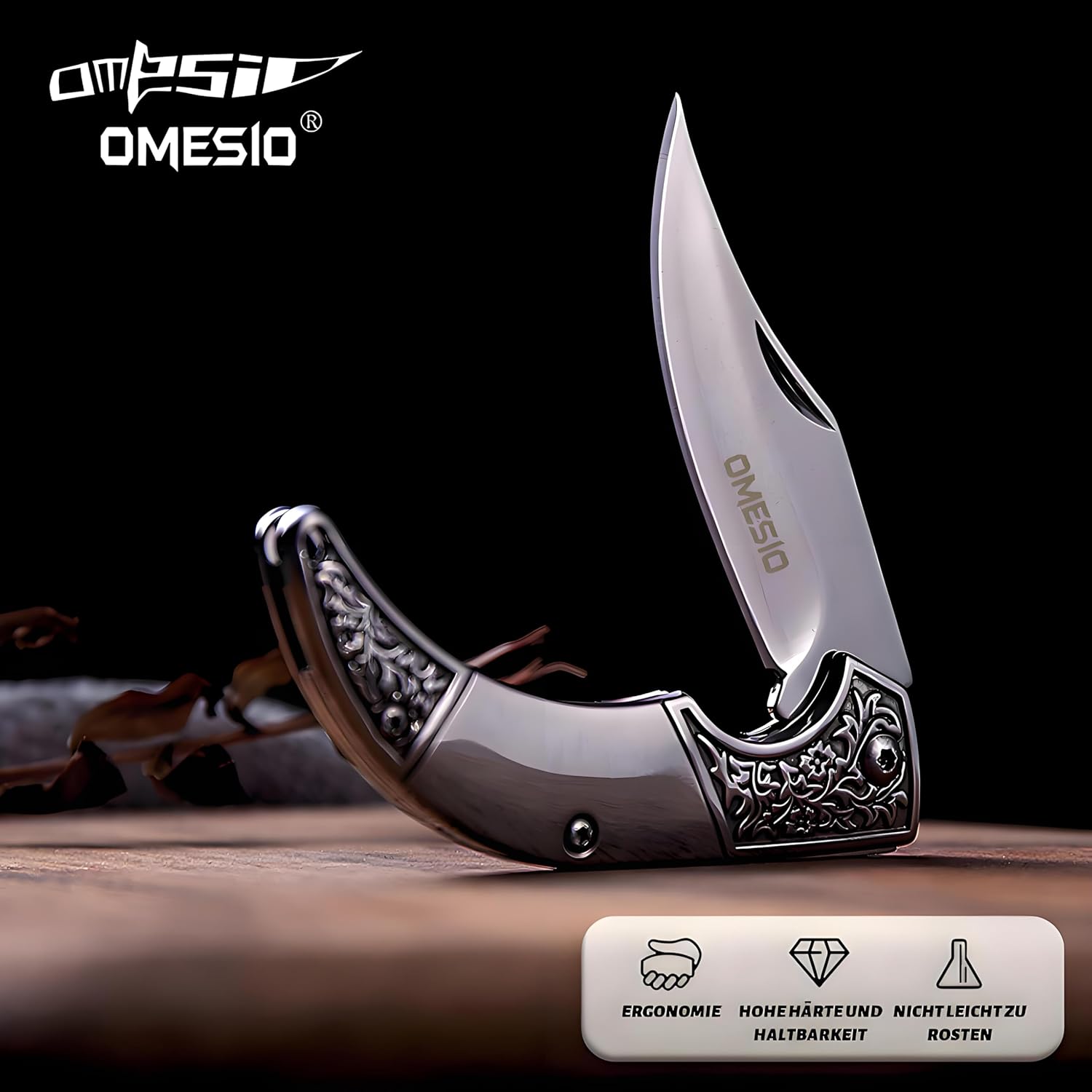 Omesio Mini Folding Knife, 8.5 cm Small Two-Handed Pocket Knife
