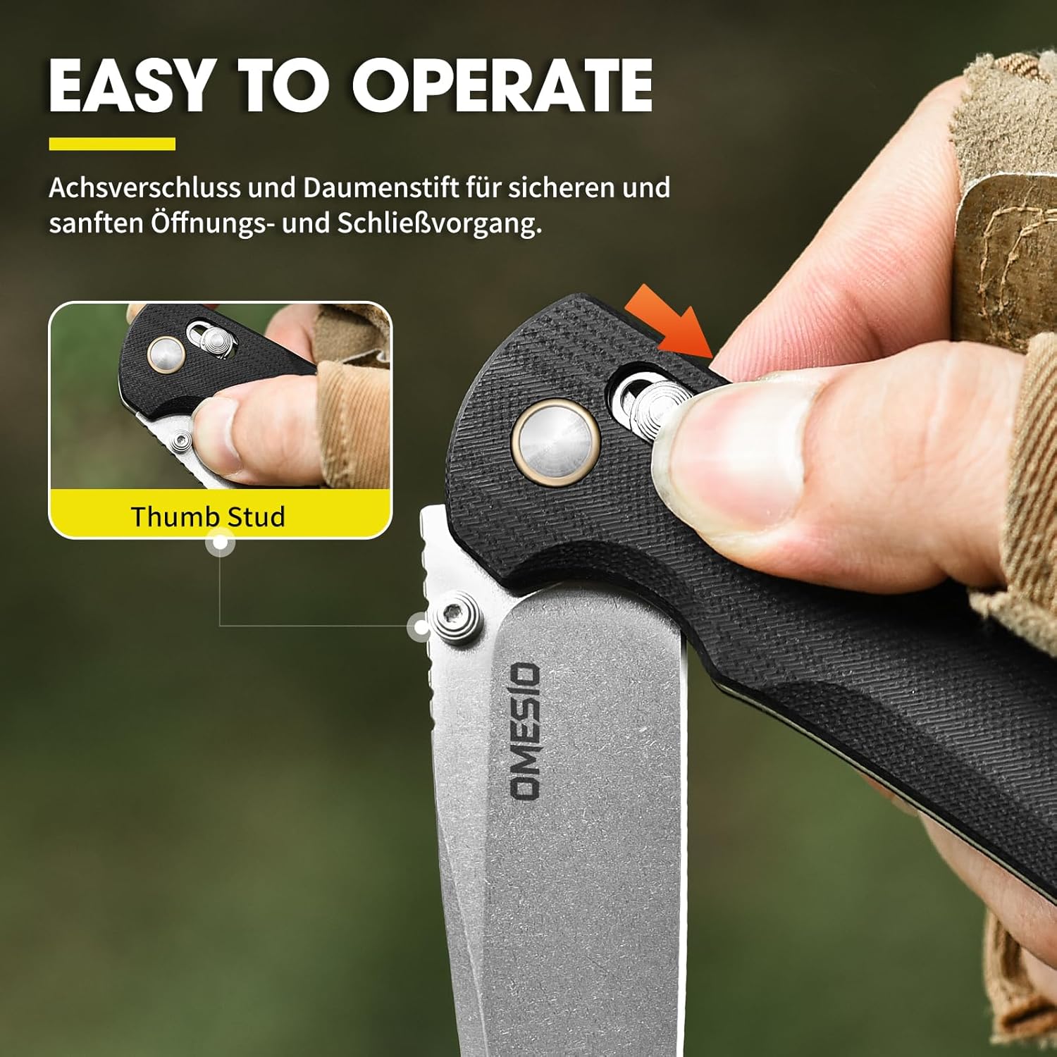 Omesio S-LB Tanto  Pocket Knife, 3.31" 14C28N Steel Axis Lock Knife