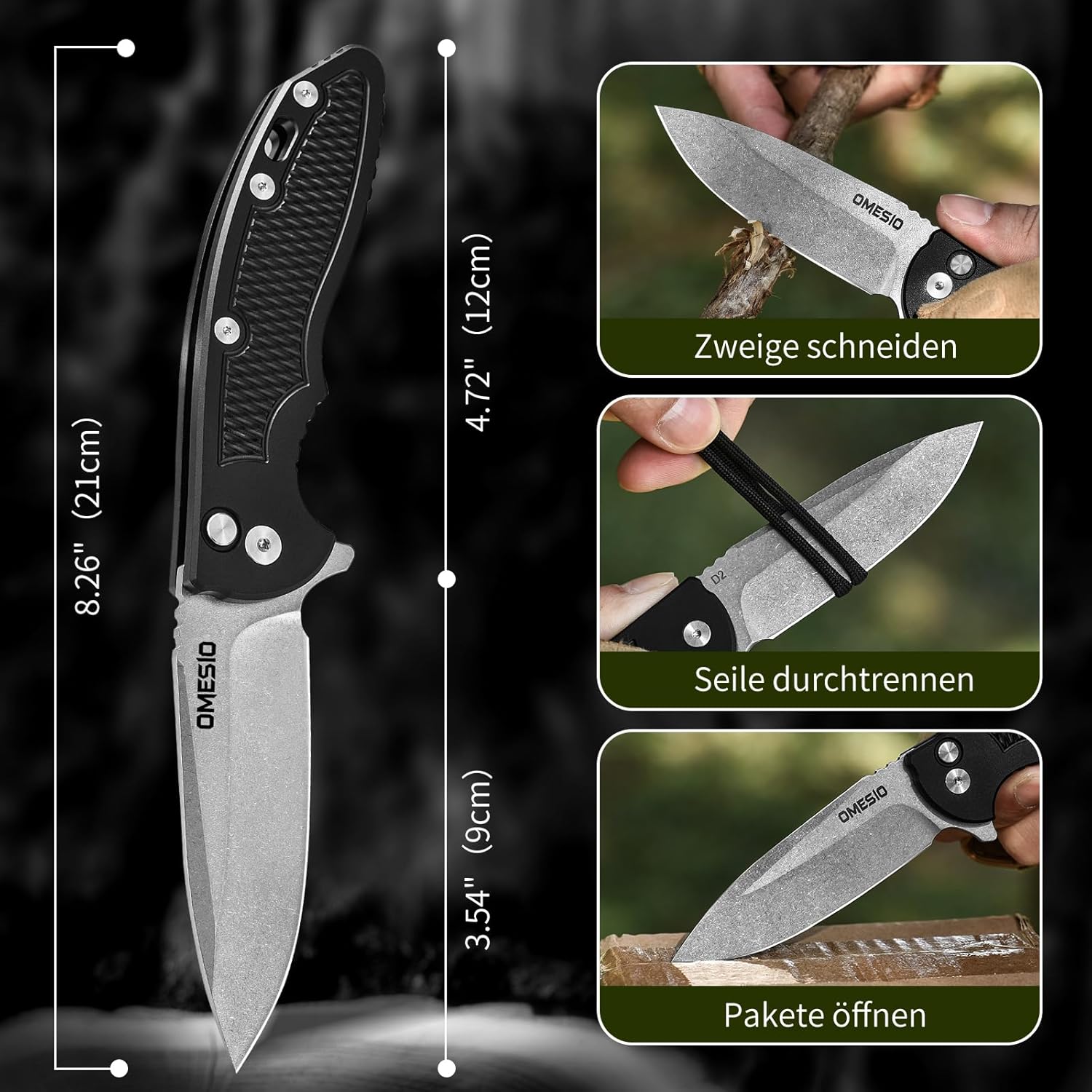 Omesio S-LB  EDC Folding Pocket Button Lock Knife