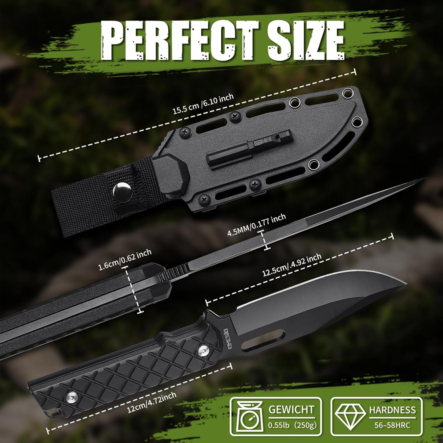Omesio M-PJ21 Survival Knife with Kydex Sheath