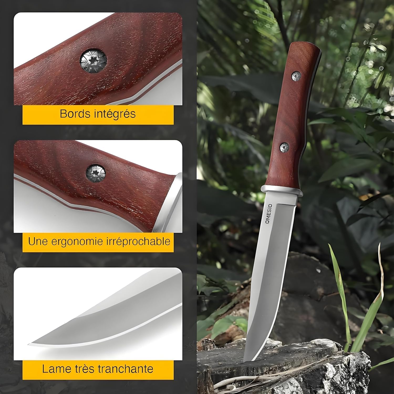 Omesio L-LY12H with Hunting knife Sheath Fixed Blade Knife 5CR13MOV Steel