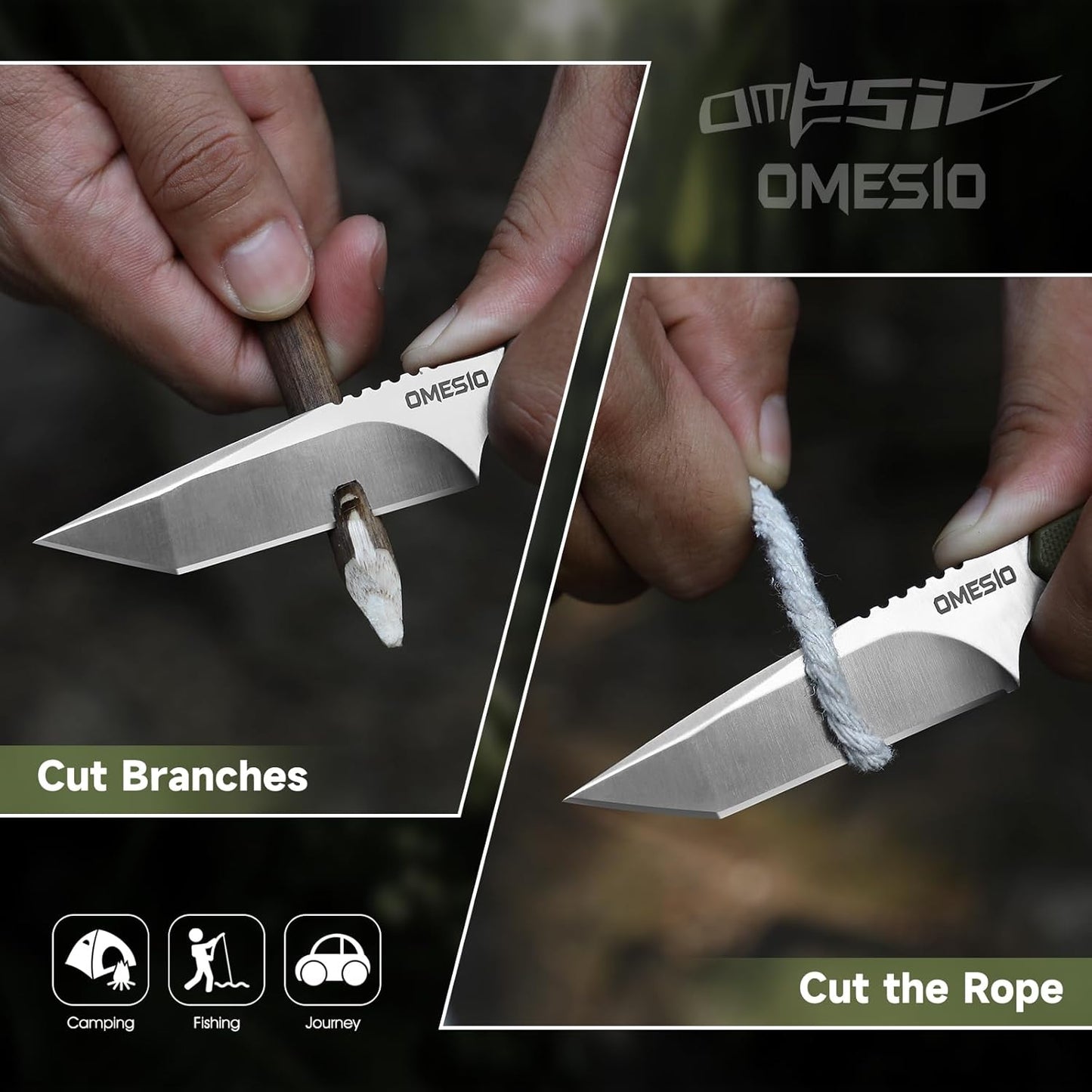 Omesio Tactical D2 Fixed Blade EDC Neck Knife