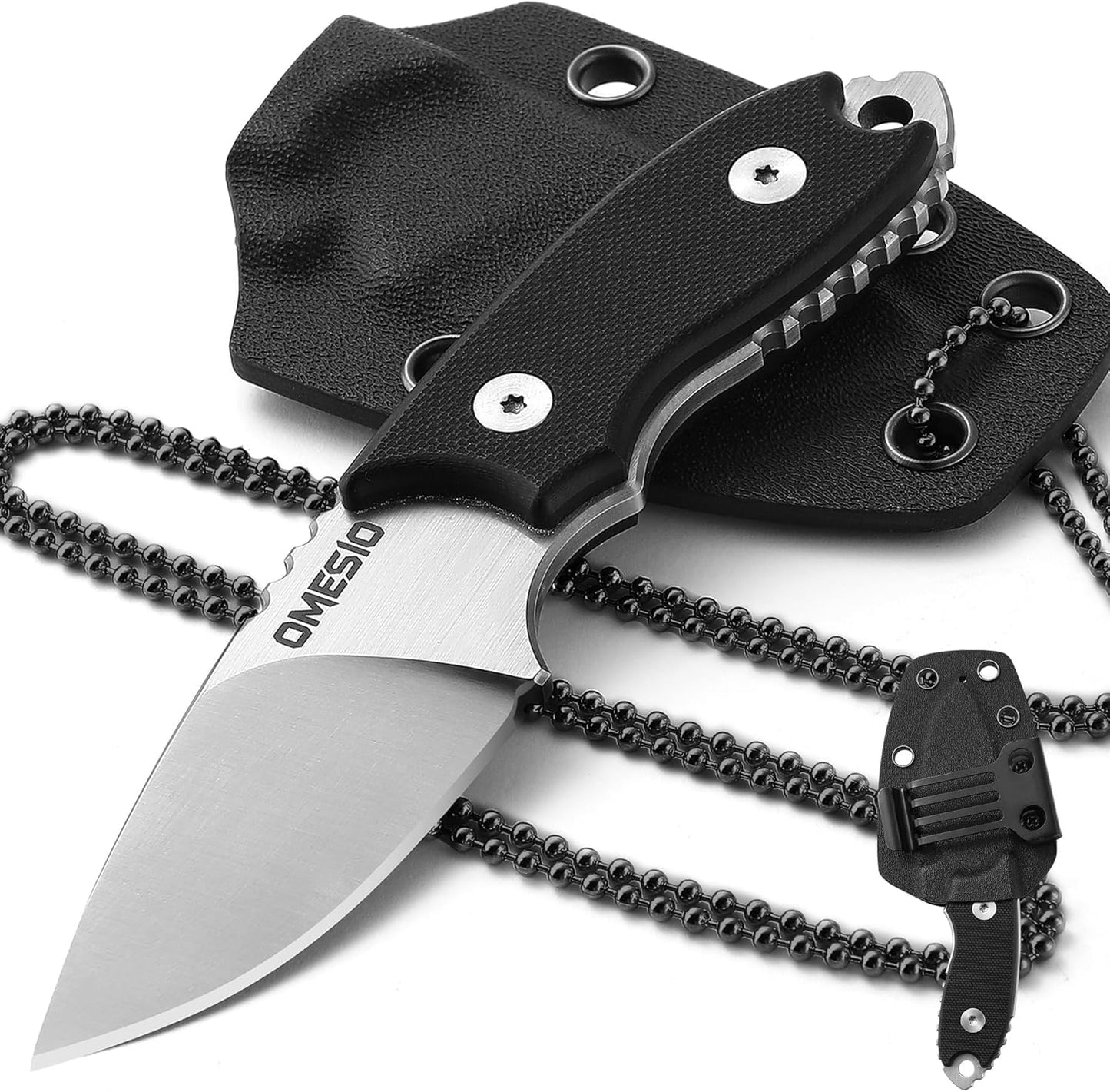 Omesio S-HT Compact D2 Neck Knife with Kydex Sheath