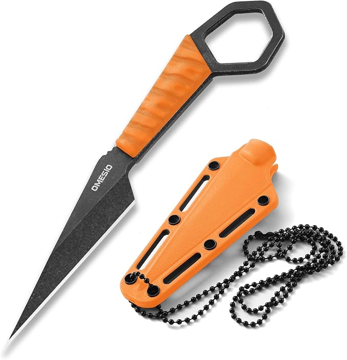 Omesio Compact Full Tang EDC Neck Knife | Black