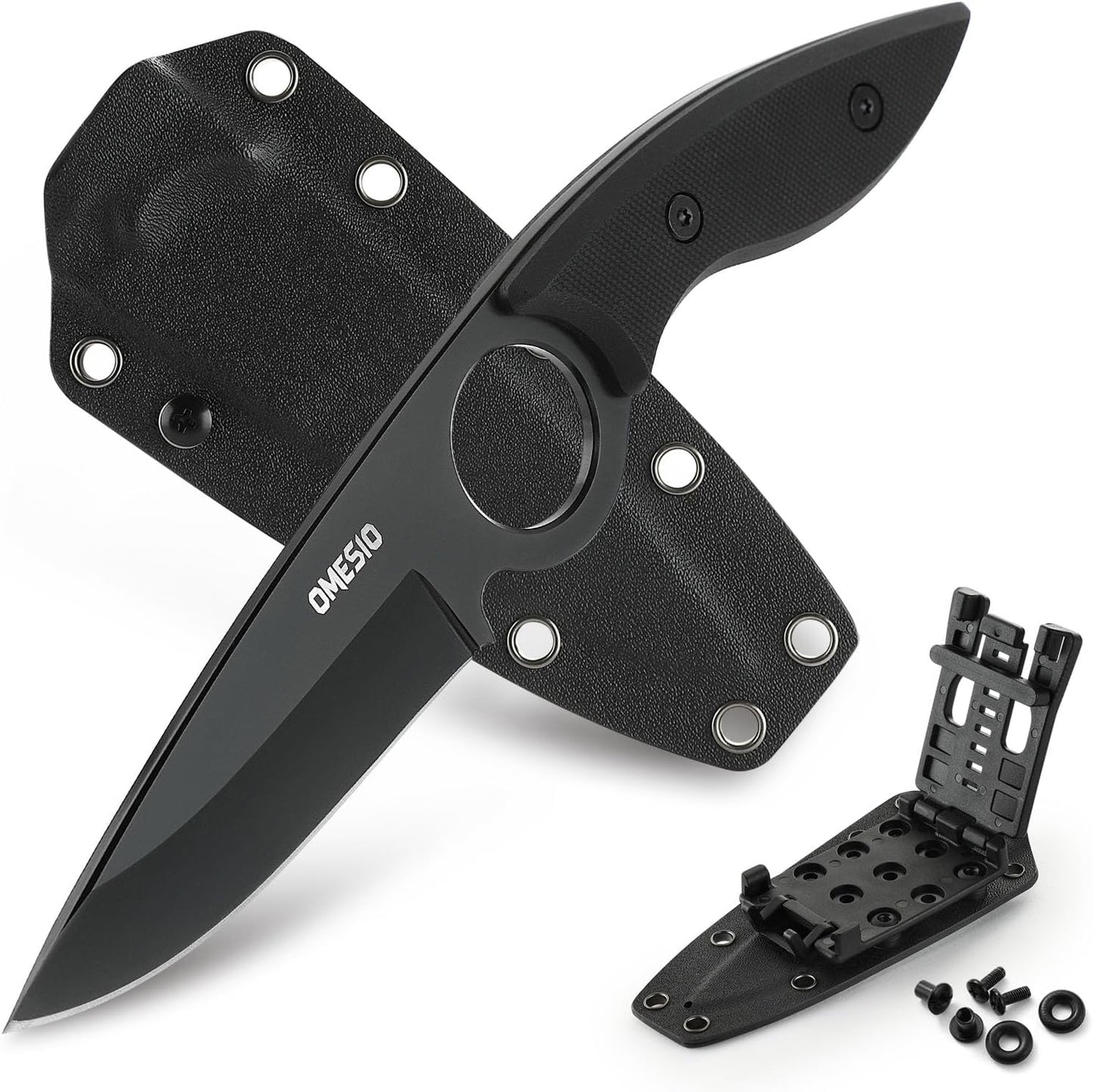 Omesio L-SY Hunting Knife 8.46" Full Tang EDC Horizontal Carry for Men