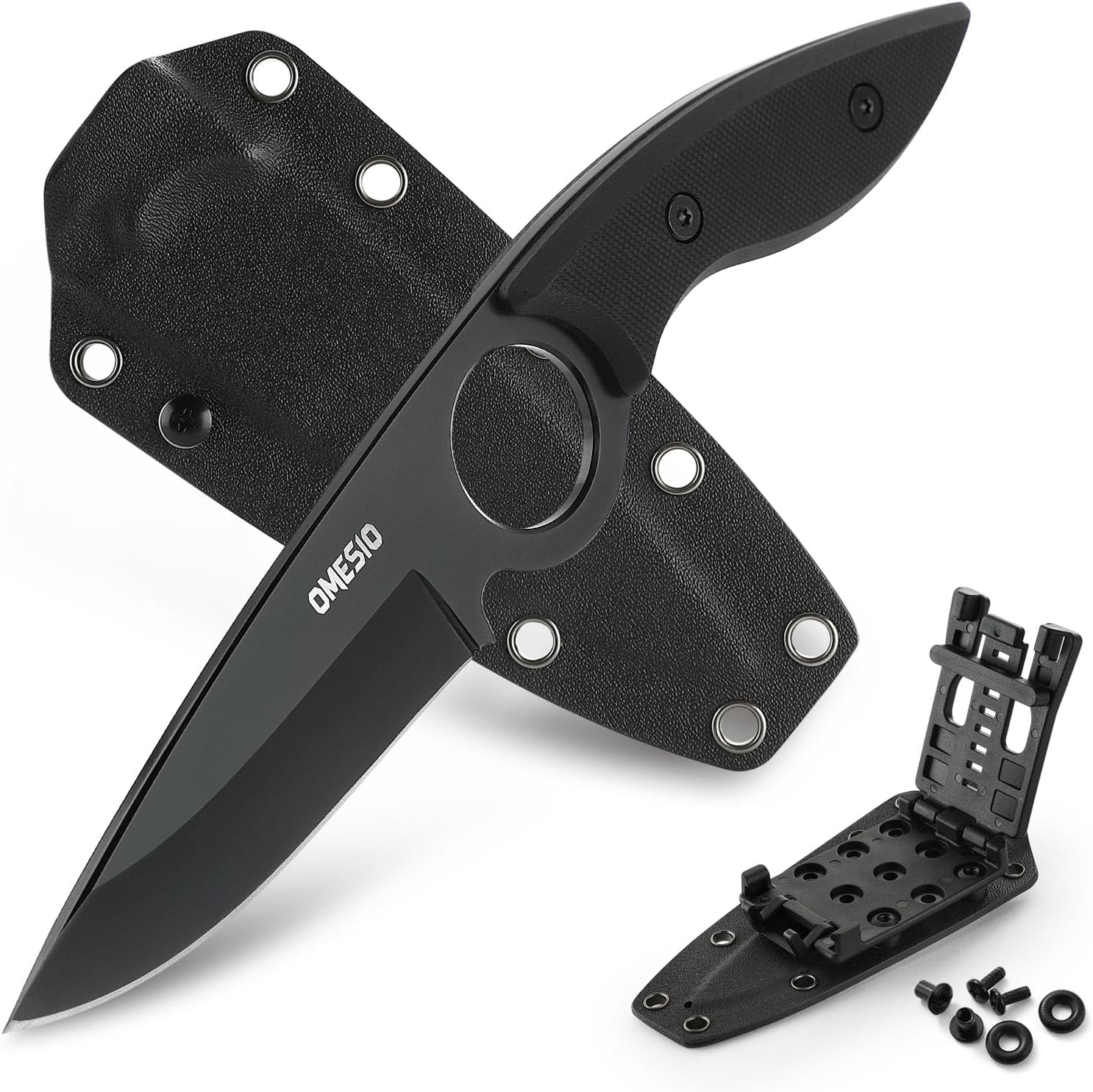 Omesio L-SY Hunting Knife 8.46" Full Tang EDC Horizontal Carry for Men