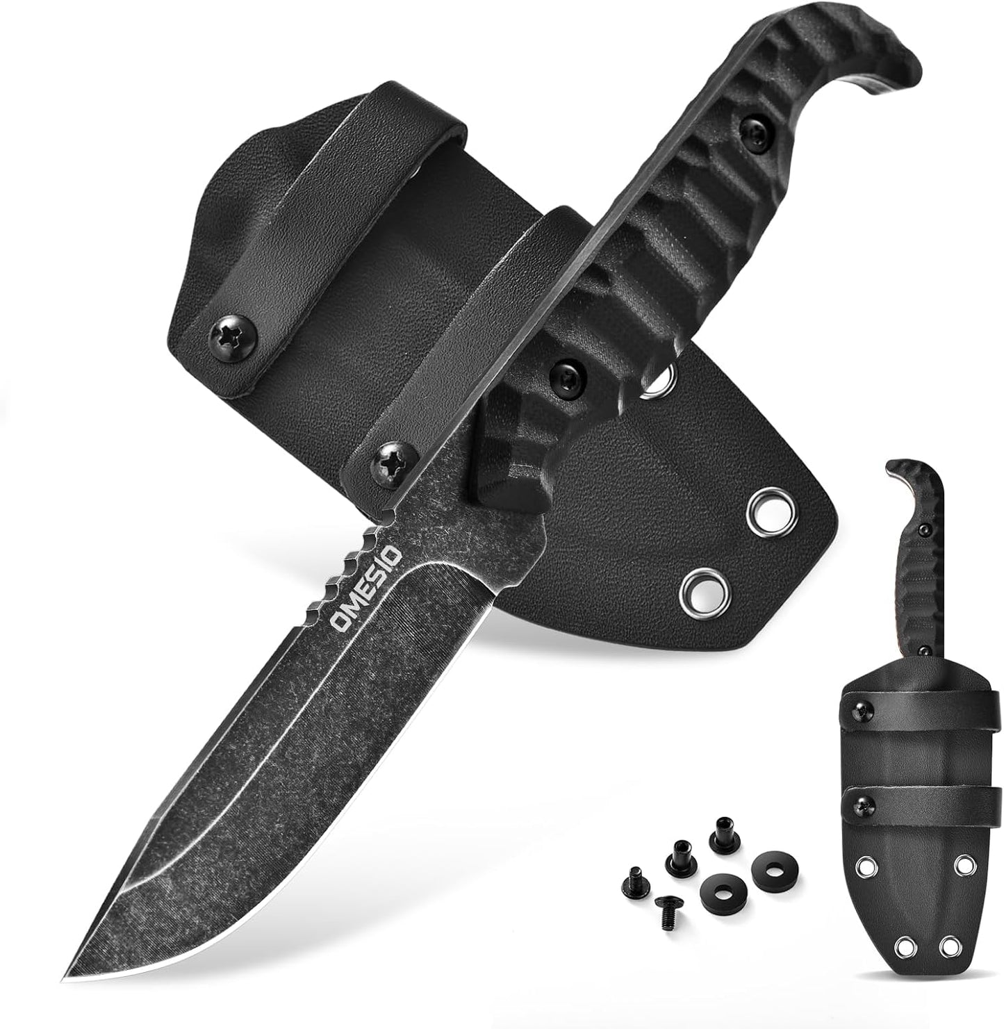 Omesio M-FT 7.6" EDC Fixed Blade Knife with Kydex Sheath