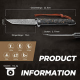 Omesio Damascus Tanto Pocket Knife for Men Women