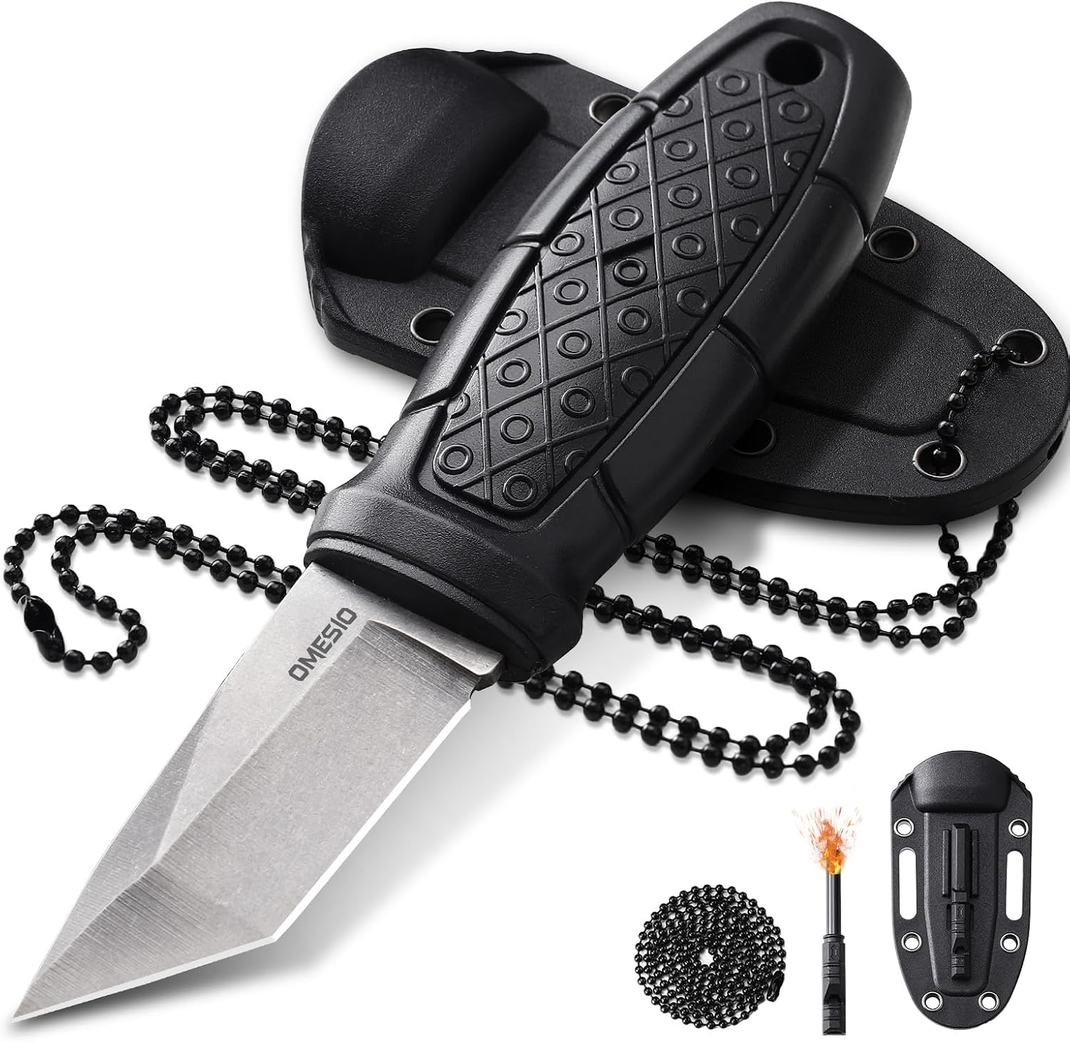 Omesio S-MY21 Tanto Knife, Outdoor Neck Knife