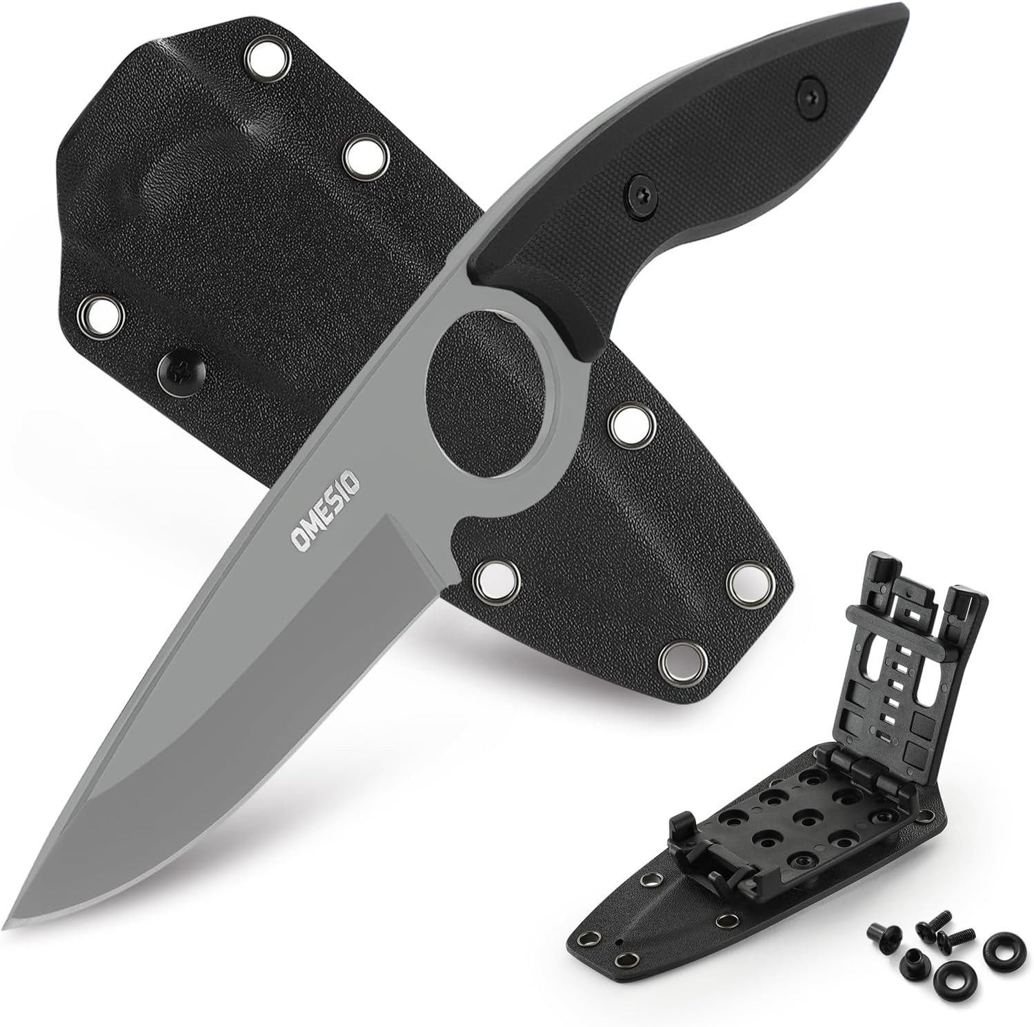 Omesio L-SY Hunting Knife 8.46" Full Tang EDC Horizontal Carry for Men