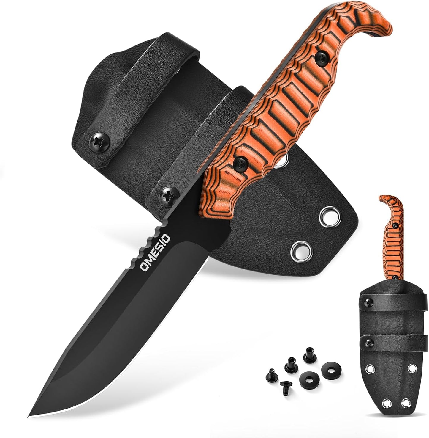 Omesio M-FT 7.6" EDC Fixed Blade Knife with Kydex Sheath