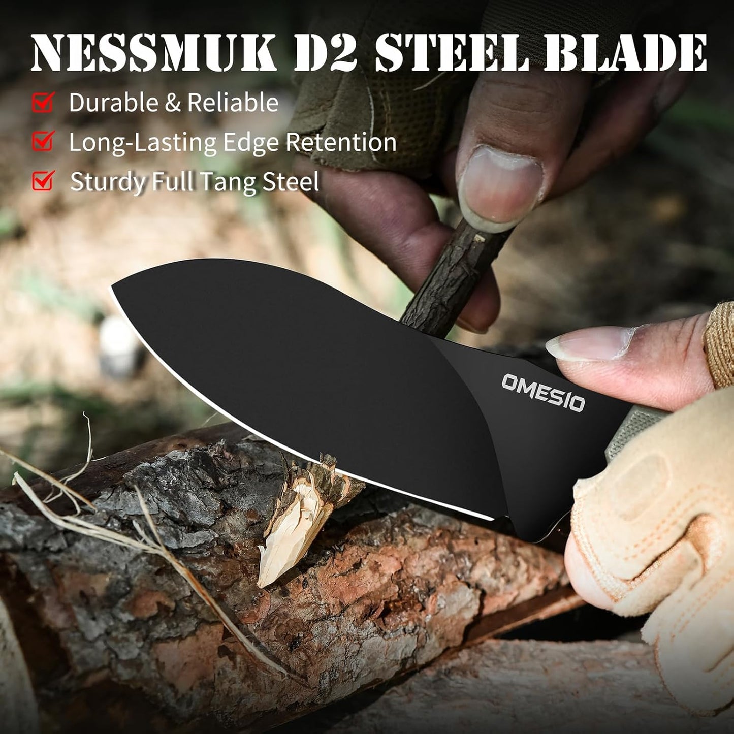 Coltello da caccia Omesio L- LJR Nessmuk con fodero in Kydex