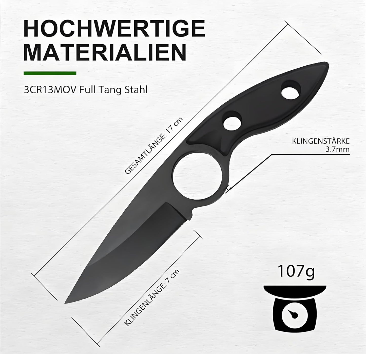 Coltello a lama fissa Omesio Compact D2 con fodero in Kydex