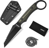 Omesio M-DR17 EDC Neck Knife with Sheath  D2 Steel with G10 Handle