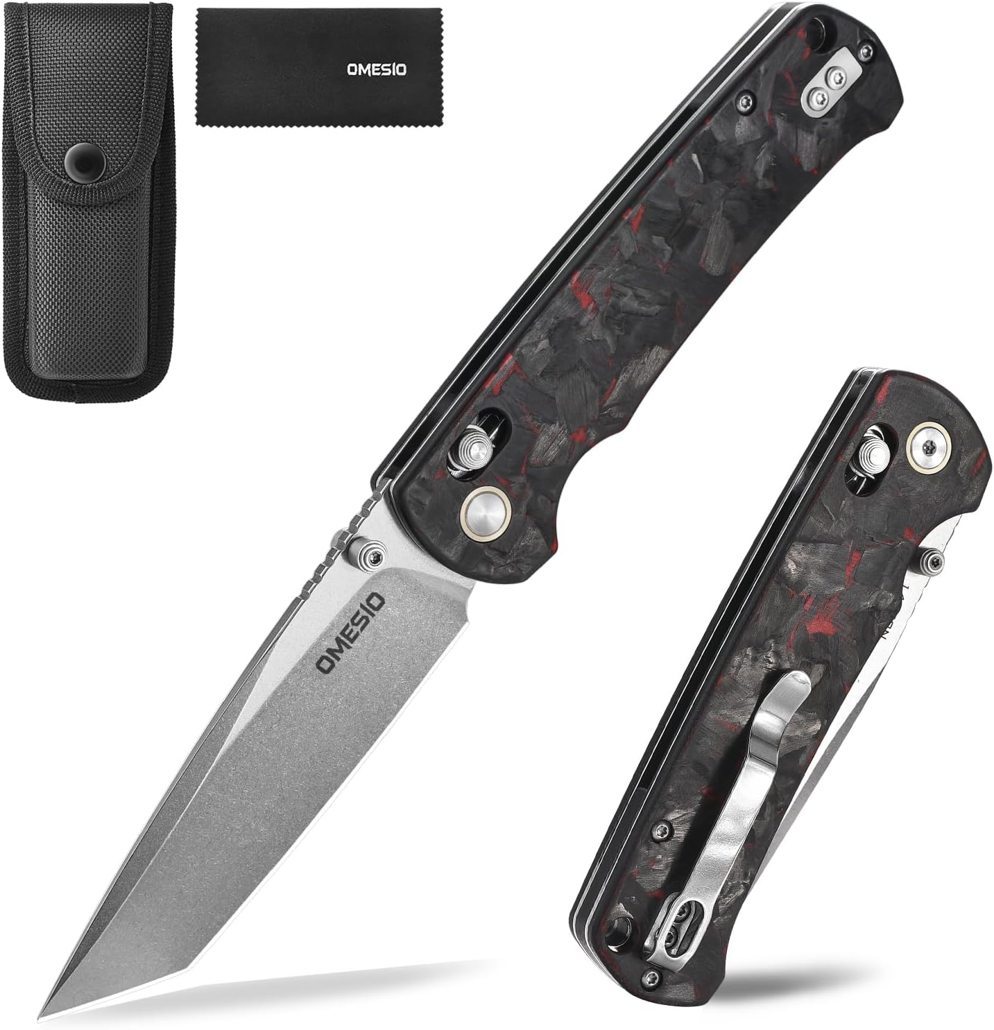 Omesio S-LB Tanto  Pocket Knife, 3.31" 14C28N Steel Axis Lock Knife