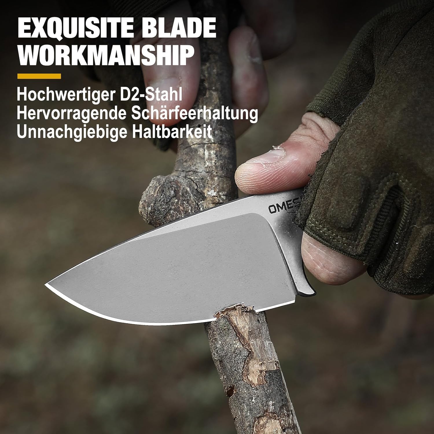 Omesio M-LL ixed Blade Knife 3.54" Blade D2 Steel Tactical Knife