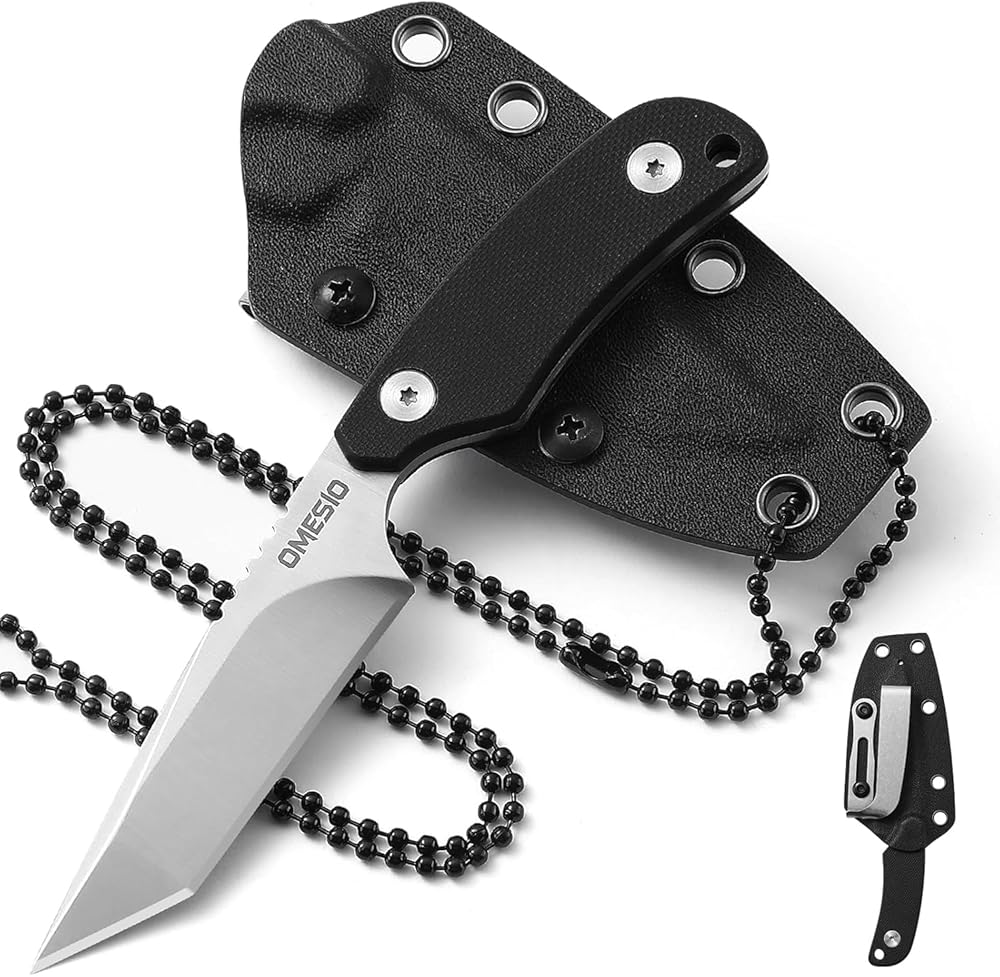 Omesio Tactical D2 Fixed Blade EDC Neck Knife