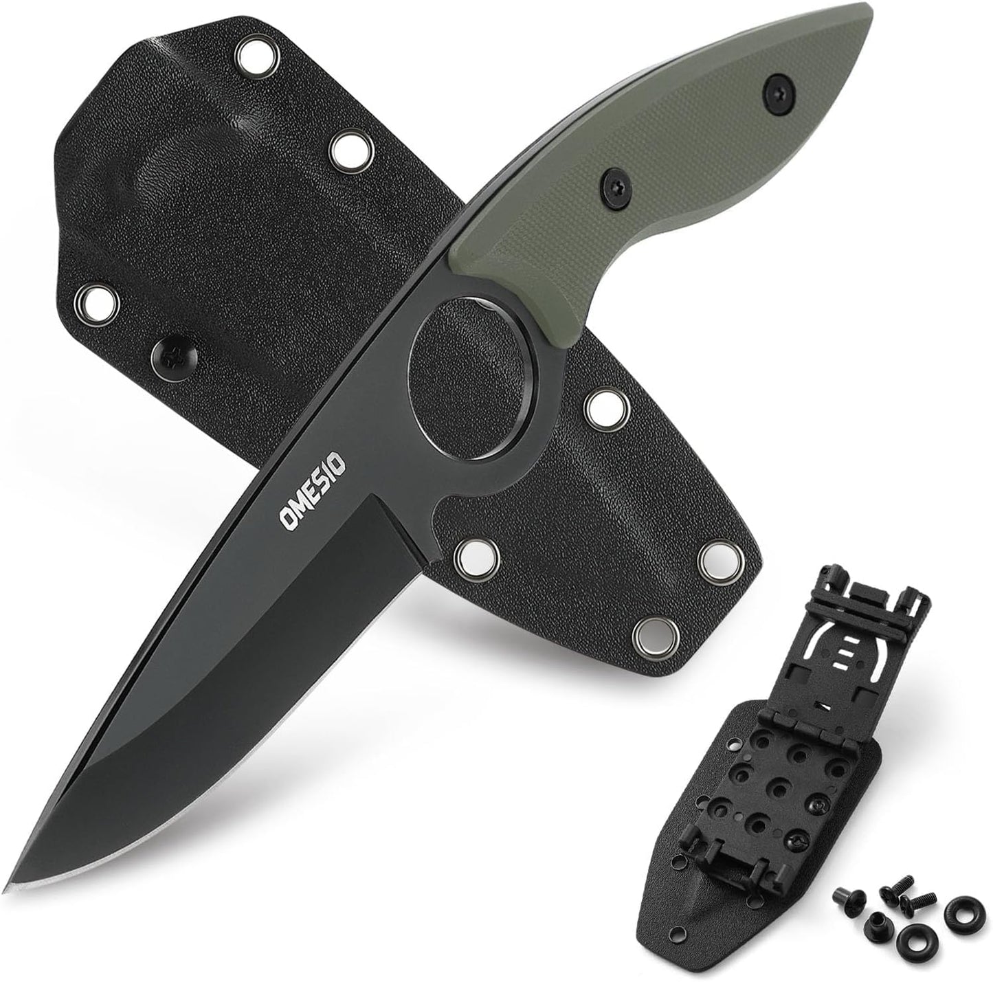 Omesio L-SY Hunting Knife 8.46" Full Tang EDC Horizontal Carry for Men