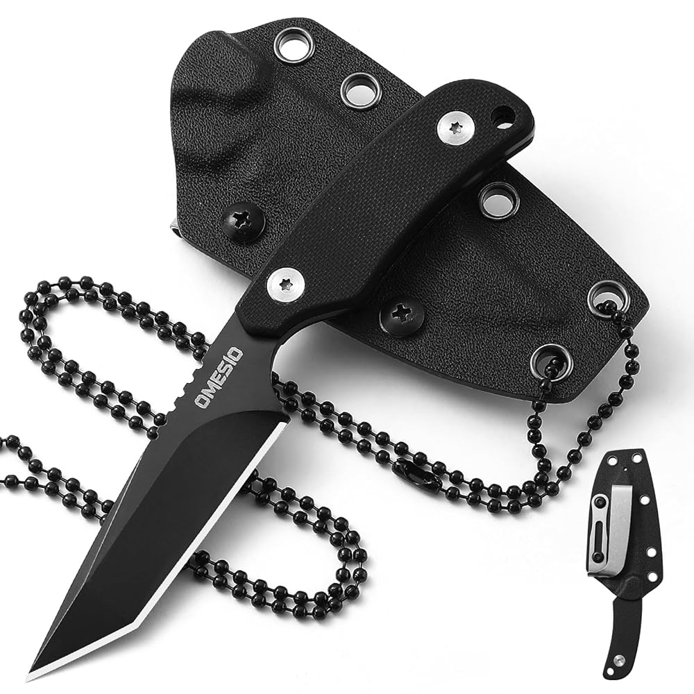 Omesio Tactical D2 Fixed Blade EDC Neck Knife