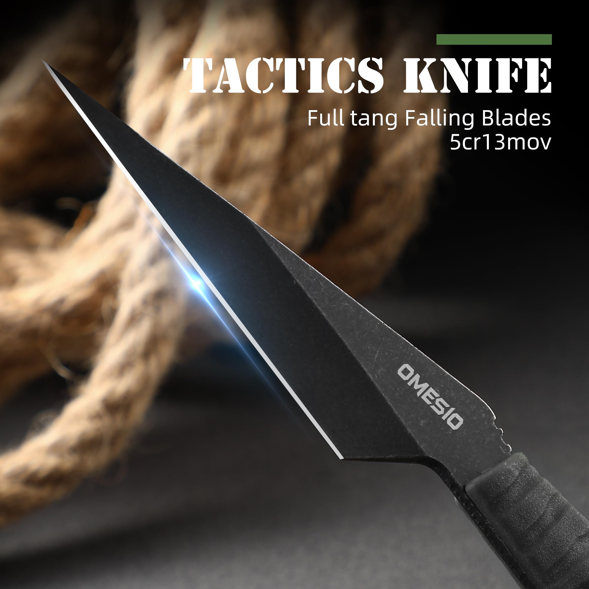 Omesio Compact Full Tang EDC Neck Knife | Black