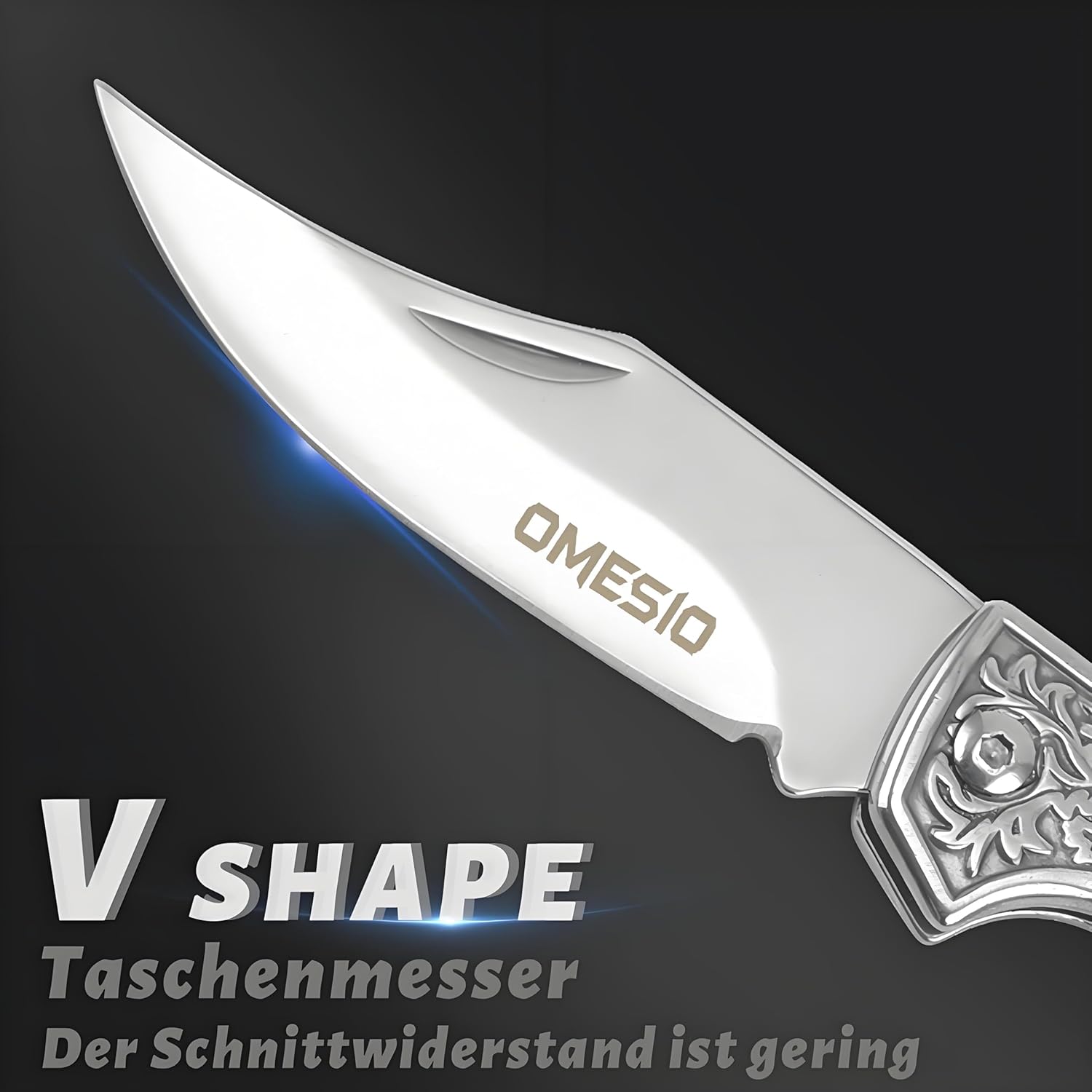 Omesio Mini Folding Knife, 8.5 cm Small Two-Handed Pocket Knife