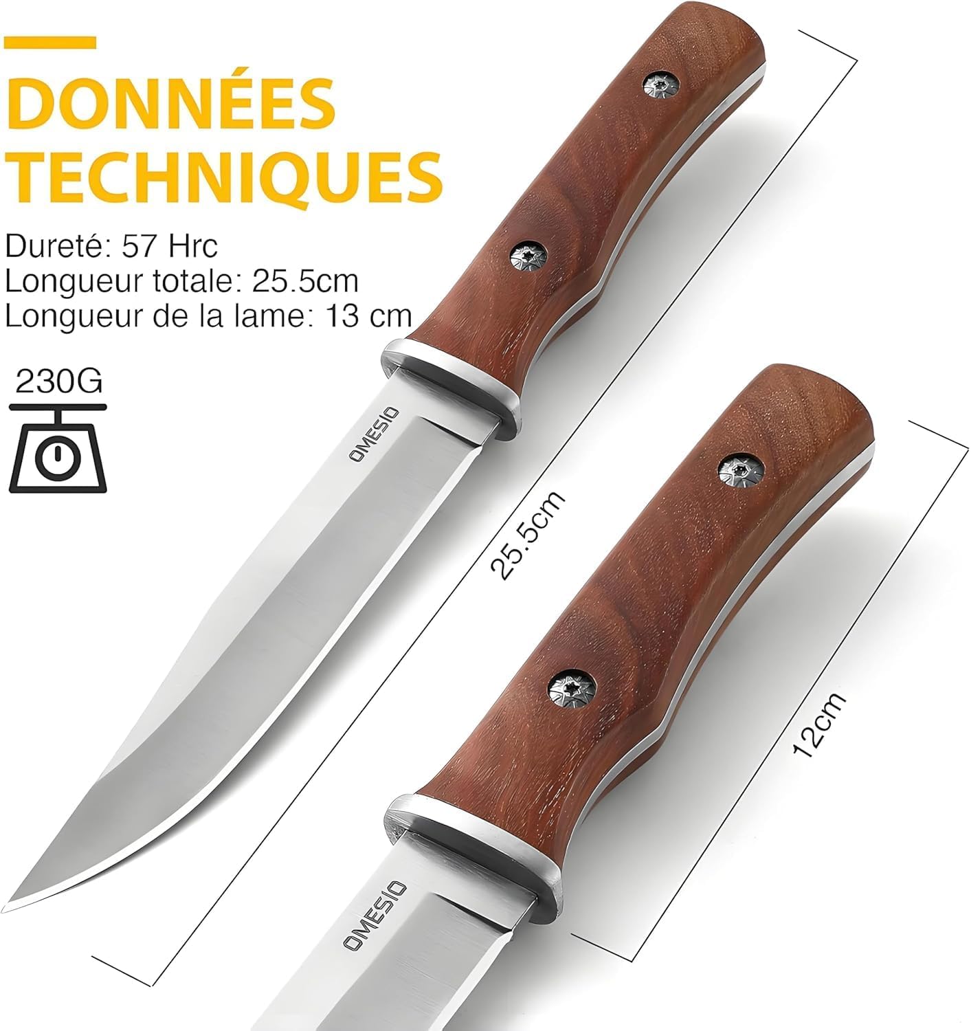 Omesio L-LY12H with Hunting knife Sheath Fixed Blade Knife 5CR13MOV Steel