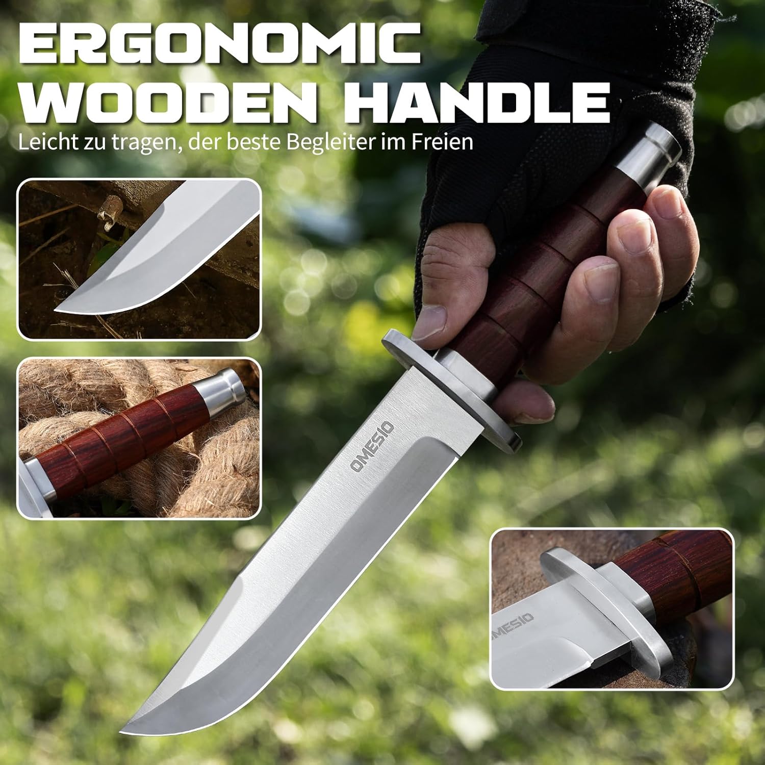 Omesio L-KB Straight Back Outdoor Hunting  Knife with Sheath
