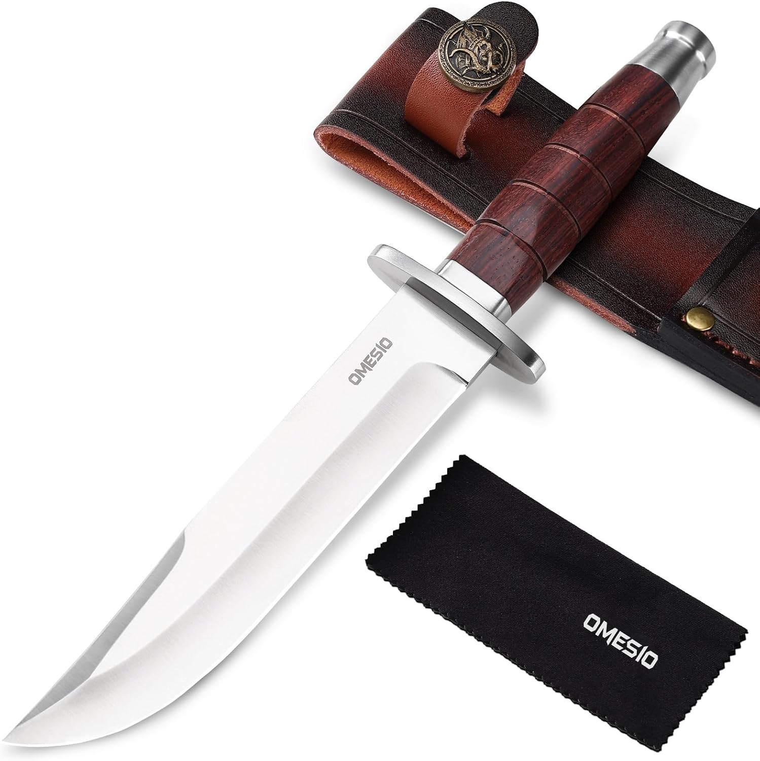 Omesio L-KB Hunting Knife with Sheath, Fixed Blade Full Tang