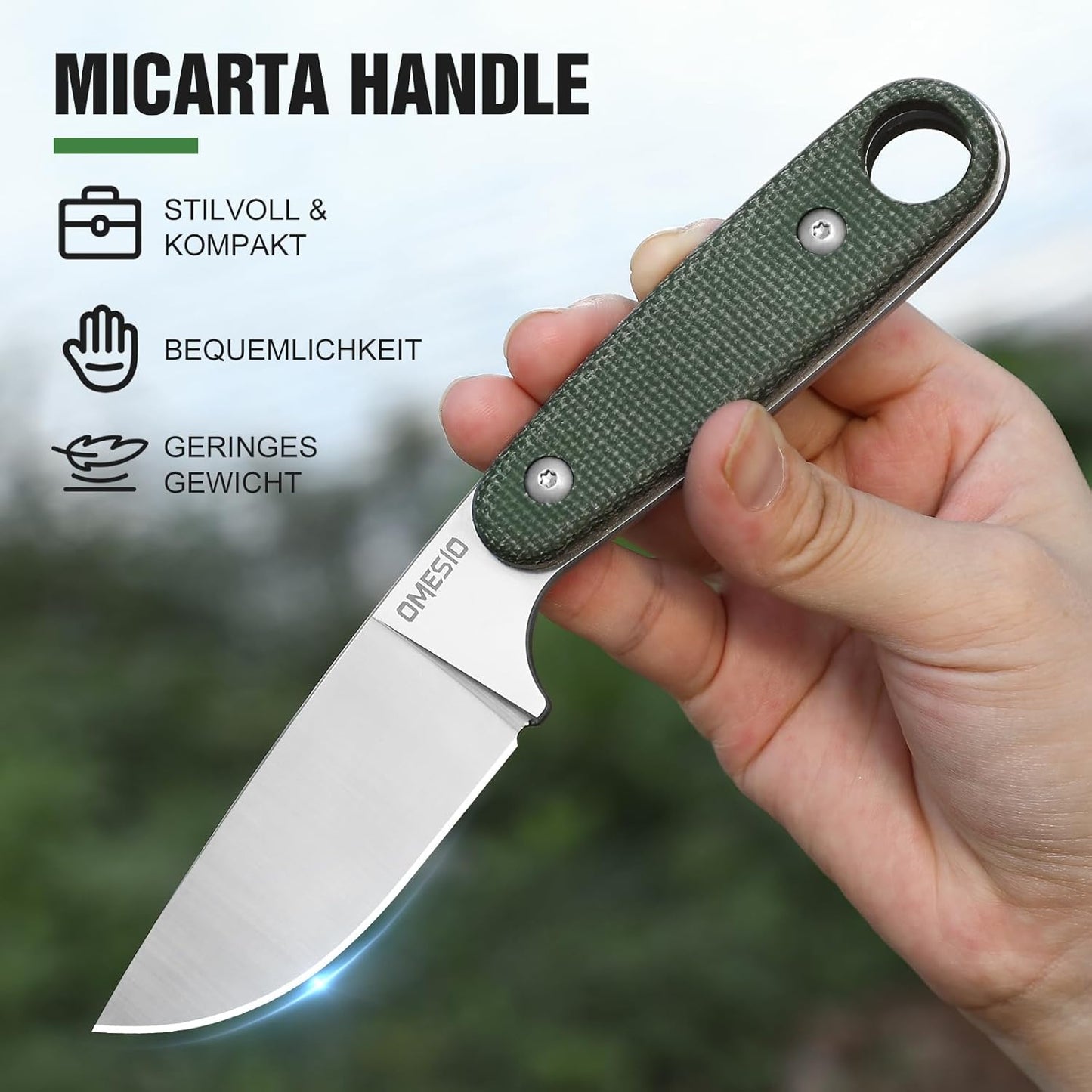 Omesio M-MK Outdoor Knife with 14C28N Steel Blade