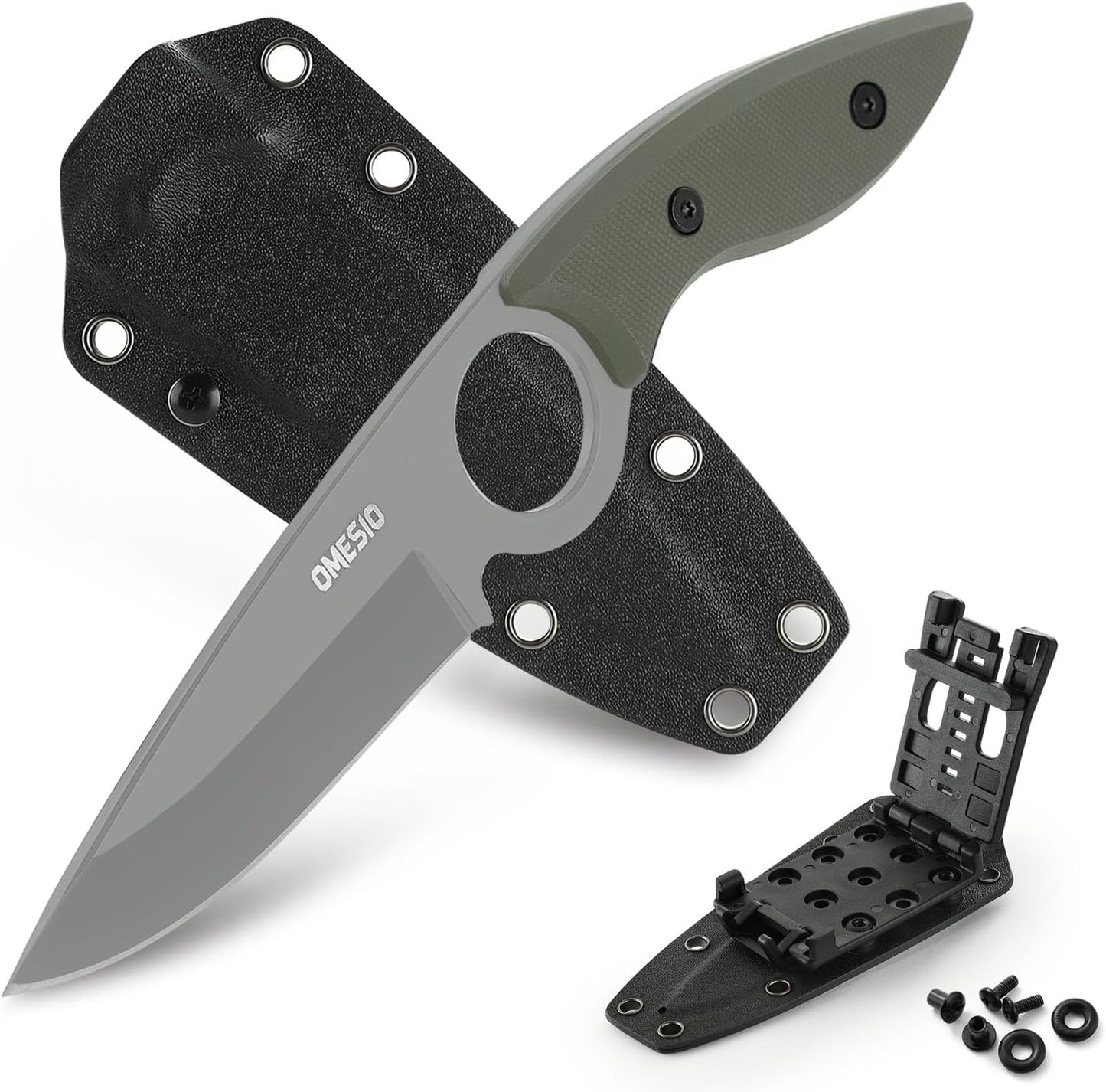Omesio L-SY Hunting Knife 8.46" Full Tang EDC Horizontal Carry for Men