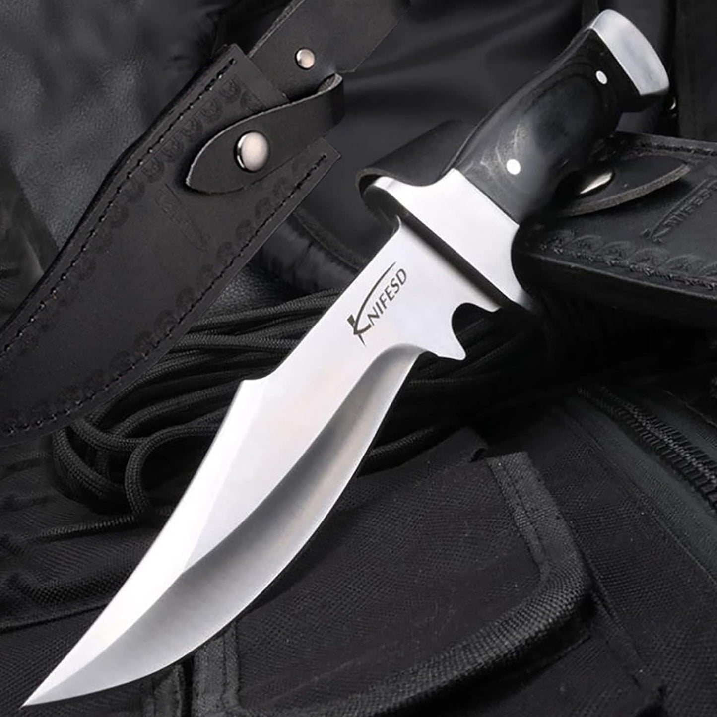 Omesio UMF L-HY Hunting Knife with Sheath Full Tang Bushcraft Knives