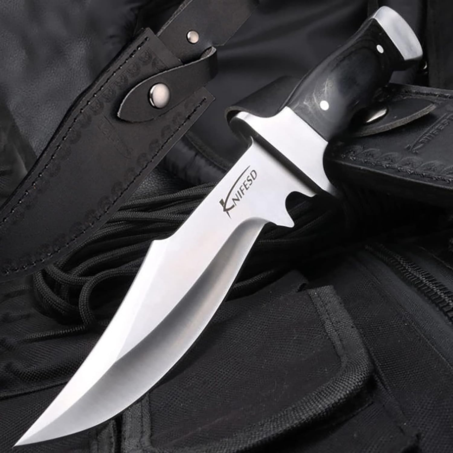 Omesio UMF L-HY Hunting Knife with Sheath Full Tang Bushcraft Knives